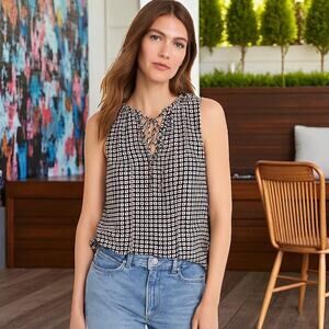 J. Crew Geometric Print Pleated Sleeveless Blouse EUC